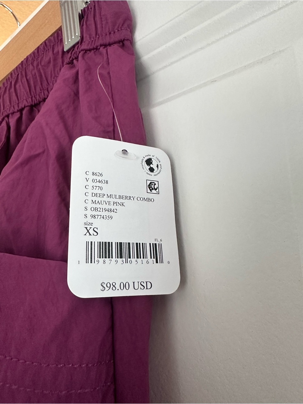 NWT XS Free People Colorblock Track Pants Joggers in Plum & Taupe with Neon Trim - Picture 2 of 6